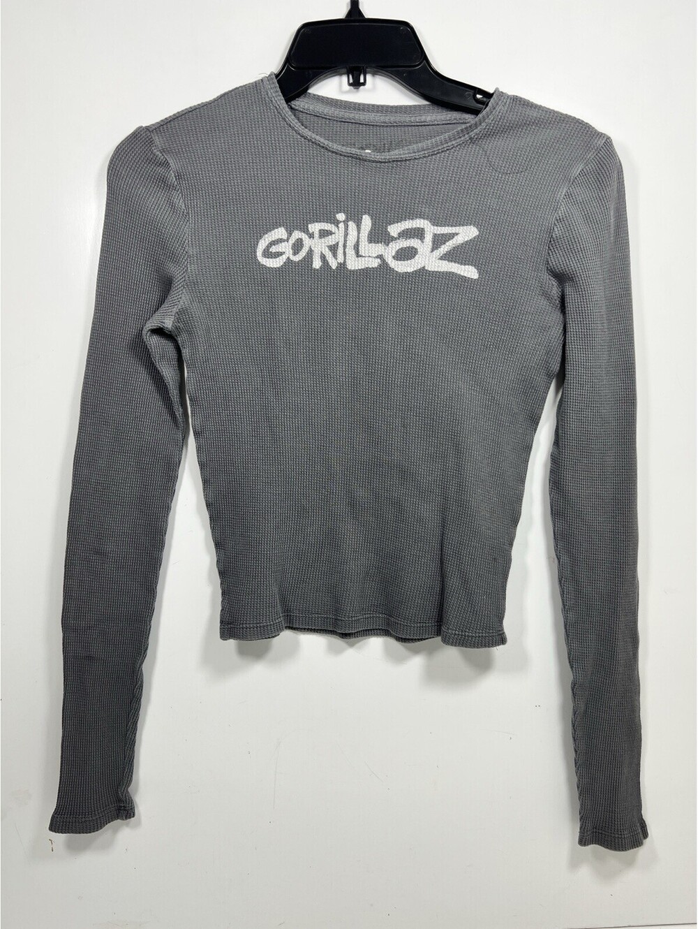 Gorillaz Long Sleeve Cropped Waffle Knit Tee Sz XS Women Rock